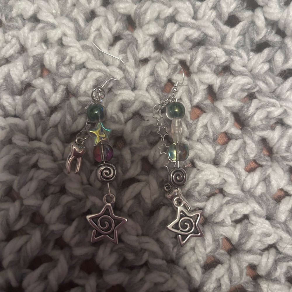 Silver Star Dangle Earrings